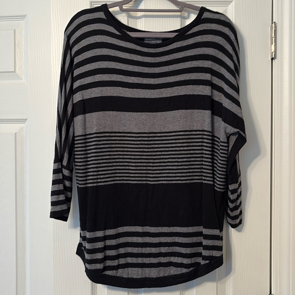 Black and  gray striped sweater